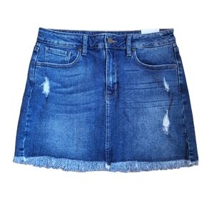 JBD Blue Jean Denim Mini Skirt Raw Hem - Size M NWT